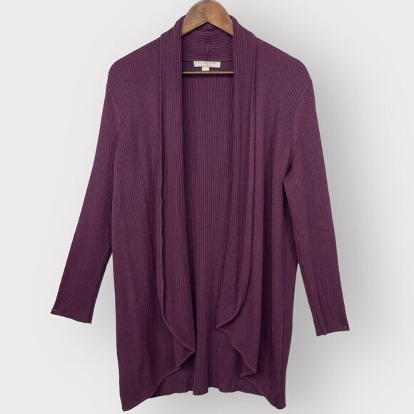 Woman Within Open Front Cardigan Sweater Women Size 18/20 Purple‎ Long Sleeve - Picture 1 of 11